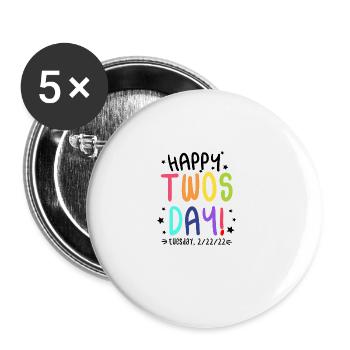Happy Twosday 2.22.22 Colorful Twos Day Mathematicians - Buttons large 2.2''/56 mm (5-pack) - white - Front