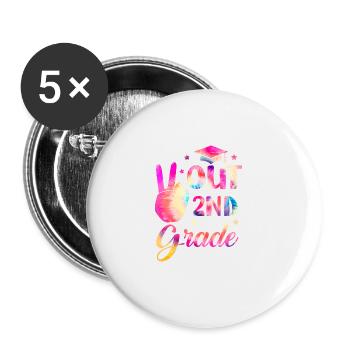 Peace out second 2nd class Happy Last school day - Buttons large 2.2''/56 mm (5-pack) - white - Front