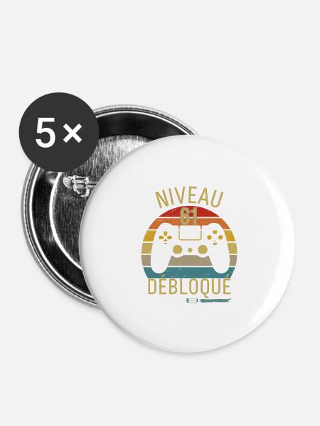 STUFE 61 FREIGESCHALTET - Buttons groß 56 mm (5er Pack) - Weiß