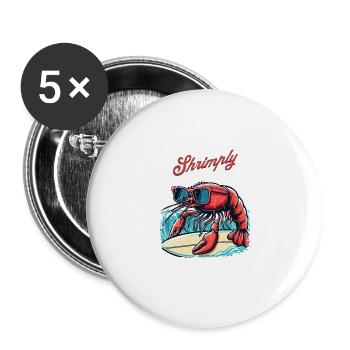 Crevettes, le meilleur jeu de mots - Lot de 5 grands badges (56 mm) - blanc - Devant