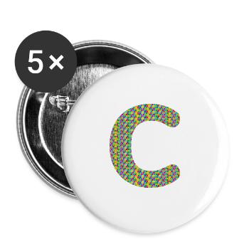 Colorful Heart C Design – Unique & Stylish! - Buttons large 2.2''/56 mm (5-pack) - white - Front