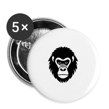 Gorille - Lot de 5 grands badges (56 mm) - blanc - Devant