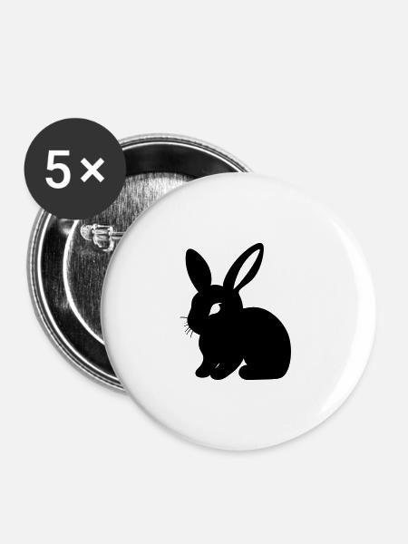 Kaninchen - Buttons groß 56 mm (5er Pack) - Weiß