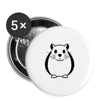 Hamster - Buttons groß 56 mm (5er Pack) - Weiß - Vorne