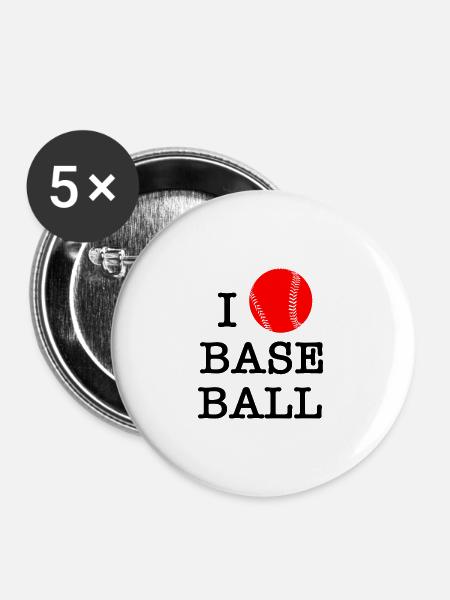 Ich liebe Baseball - Buttons groß 56 mm (5er Pack) - Weiß