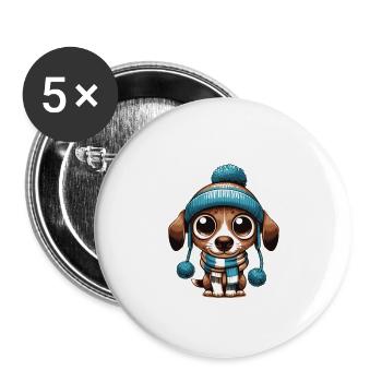 Christmas Dog - Buttons large 2.2''/56 mm (5-pack) - white - Front