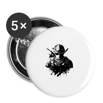 Anime & Gaming Style T-Shirt - Shadow Character N - Buttons large 2.2''/56 mm (5-pack) - white - Front