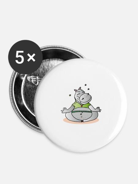 Hippo-Yoga - Buttons groß 56 mm (5er Pack) - Weiß