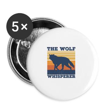 Wolf - Buttons groß 56 mm (5er Pack) - Weiß - Vorne
