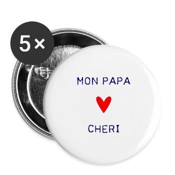 FÊTE DES PÈRES. BONNE FÊTE PAPA. PAPA. BONNE FÊTE - Lot de 5 grands badges (56 mm) - blanc - Devant