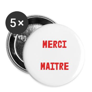 VIELEN DANK. JAHRESTAG. GEBURT. RUHESTAND. VIELEN DANK - Buttons groß 56 mm (5er Pack) - Weiß - Vorne