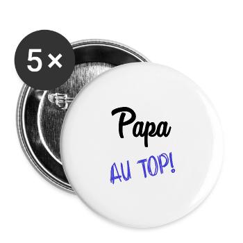 DAD. FATHER'S DAY. HAPPY FATHER'S DAY. HAPPY BIRTHDAY. - Buttons large 2.2''/56 mm (5-pack) - white - Front
