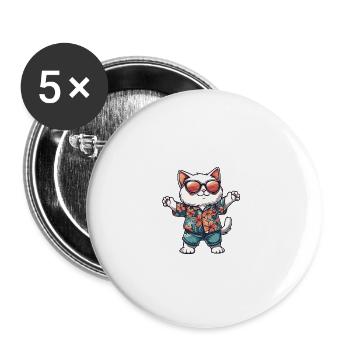 Cat Comic Holiday - Buttons large 2.2''/56 mm (5-pack) - white - Front