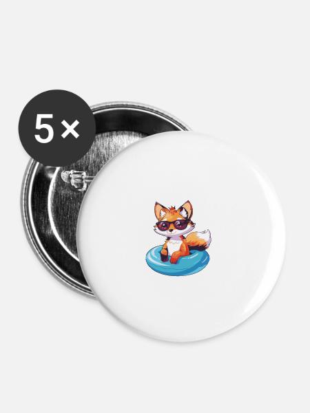 Fuchs Comic Cool - Buttons groß 56 mm (5er Pack) - Weiß