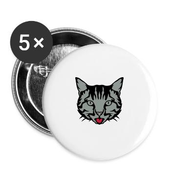 chat tire langue animal domestique 12 - Lot de 5 grands badges (56 mm) - blanc - Devant