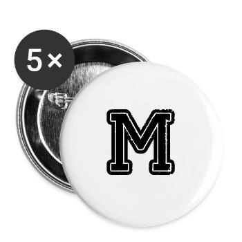 buchstabe M - Buttons groß 56 mm (5er Pack) - Weiß - Vorne