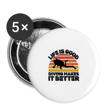 Plonger - Lot de 5 grands badges (56 mm) - blanc - Devant