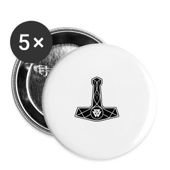 Mjölnir Thors Hammer für Viking - Buttons groß 56 mm (5er Pack) - Weiß - Vorne