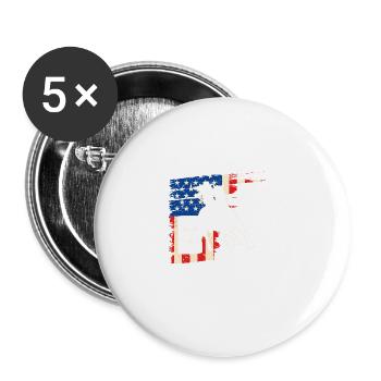 Barrel Racer American Flag, Patriotic Rodeo Barrel - Buttons groß 56 mm (5er Pack) - Weiß - Vorne