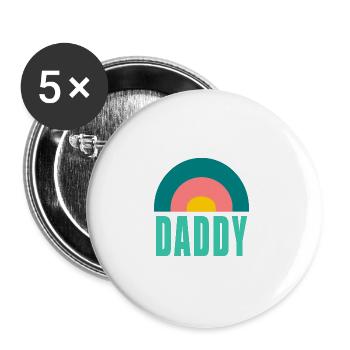 DADDY. DAD. PAPA. FÊTE DES PÈRES. BONNE FÊTE PAPA. - Lot de 5 grands badges (56 mm) - blanc - Devant