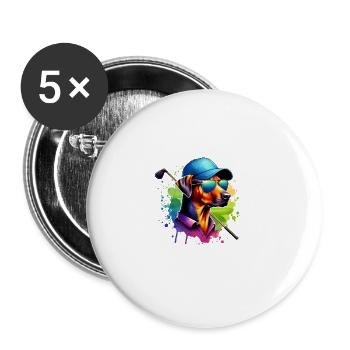 Rhodesian Ridgeback Golfer Chien de terrain de golf - Lot de 5 grands badges (56 mm) - blanc - Devant