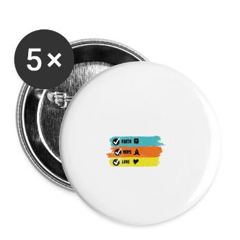 Humour chrétien Foi Prière Amour - Lot de 5 grands badges (56 mm) - blanc - Devant