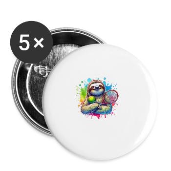 Funny Sloth Tennis Player - Buttons large 2.2''/56 mm (5-pack) - white - Front