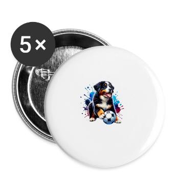 Bernhardiner Berg Hund Fußball Meister Fan - Buttons groß 56 mm (5er Pack) - Weiß - Vorne