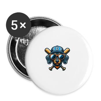 Cool Dachshund Hunting Dog Baseball Player Sport - Buttons large 2.2''/56 mm (5-pack) - white - Front