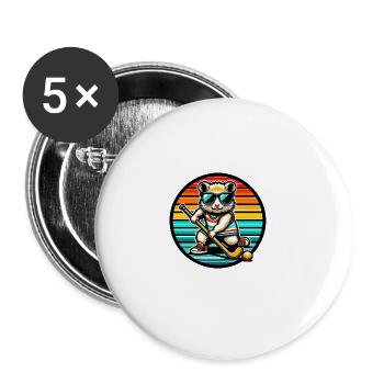 Hamster Joueur De Hockey Rongeur Bâton Équipe Cool - Lot de 5 grands badges (56 mm) - blanc - Devant