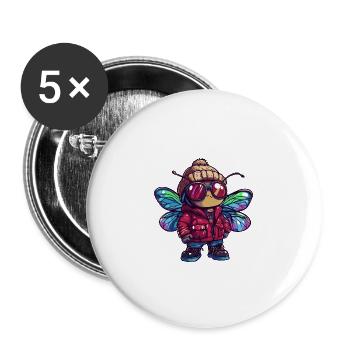 Libellule Hiver - Lot de 5 grands badges (56 mm) - blanc - Devant