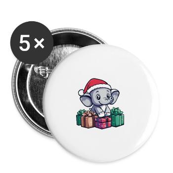 Elephant Christmas Comic Gifts - Buttons large 2.2''/56 mm (5-pack) - white - Front