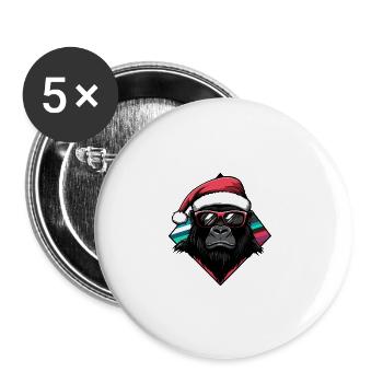 Gorilla Weihnachten Cool - Buttons groß 56 mm (5er Pack) - Weiß - Vorne