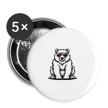 Eisbär Cool Tier - Buttons groß 56 mm (5er Pack) - Weiß - Vorne