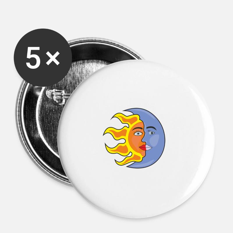 Sun and Moon - Buttons large 2.2''/56 mm (5-pack) - white