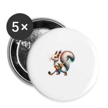 Field Hockey Squirrel Nuts Animal Love - Buttons large 2.2''/56 mm (5-pack) - white - Front
