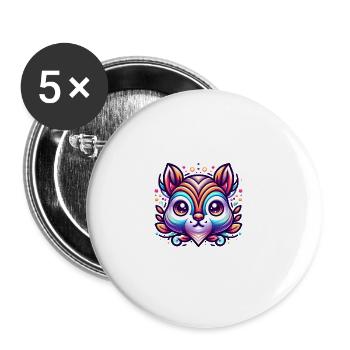 Écureuil coloré noix amoureux des animaux - Lot de 5 grands badges (56 mm) - blanc - Devant