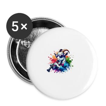 Cool Goat Playing Clarinet Music Band - Buttons large 2.2''/56 mm (5-pack) - white - Front