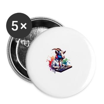 Coole Ziege Spielt Keyboard Bauernhof - Buttons groß 56 mm (5er Pack) - Weiß - Vorne