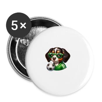 Joueur de football de St. Bernard Champion Fan - Lot de 5 grands badges (56 mm) - blanc - Devant