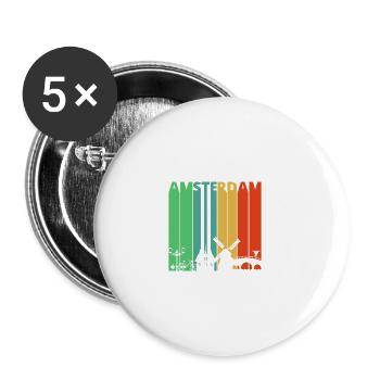 Vintage Retro Amsterdam.Holland. Netherlands.Gifts - Buttons large 2.2''/56 mm (5-pack) - white - Front