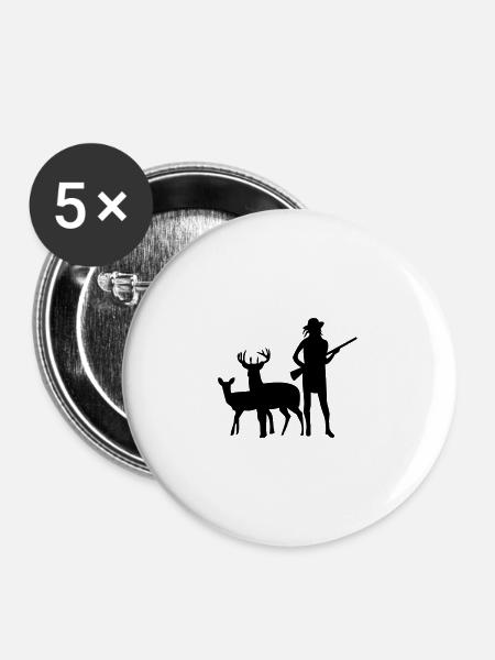 jagd jaegerin - Buttons groß 56 mm (5er Pack) - Weiß