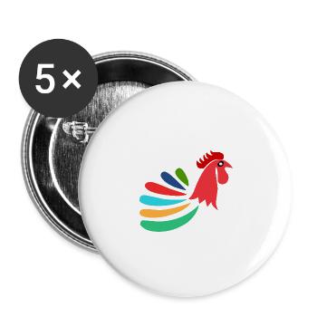 ROOSTER. HEN. CHICK. ANIMAL. ANIMALS. NATURE - Buttons large 2.2''/56 mm (5-pack) - white - Front
