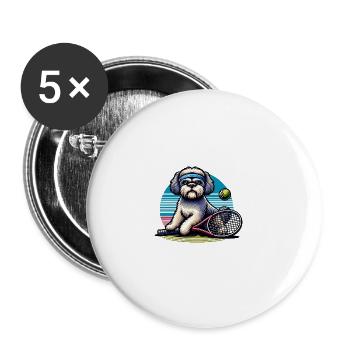 Bolonka Zwetna Propriétaire de chien Joueur de tennis - Lot de 5 grands badges (56 mm) - blanc - Devant