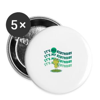 C’est mon anniversaire! Drôle de grenouille - Lot de 5 grands badges (56 mm) - blanc - Devant