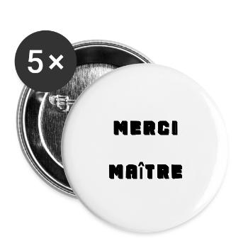 MEISTER. VIELEN DANK. DANKE, MEISTER. MEISTER. MEISTER-GESCHENK - Buttons groß 56 mm (5er Pack) - Weiß - Vorne
