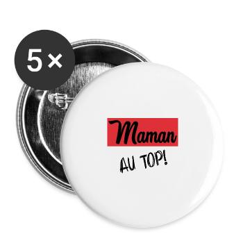 MOM. MOTHER'S DAY. HAPPY MOTHER'S DAY - Buttons large 2.2''/56 mm (5-pack) - white - Front