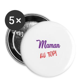 HAPPY MOTHER'S DAY. MOM. MOTHER'S DAY - Buttons large 2.2''/56 mm (5-pack) - white - Front