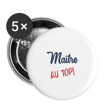 MEISTER AN DER SPITZE - Buttons groß 56 mm (5er Pack) - Weiß - Vorne