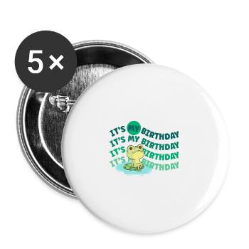 C’est mon anniversaire! Drôle de grenouille - Lot de 5 grands badges (56 mm) - blanc - Devant